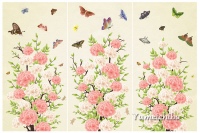 韓国100日のお祝い用屏風の様な背景幕・牡丹と蝶(ベージュ)