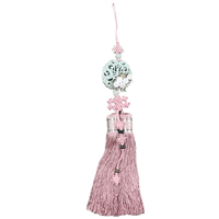 シルク手彫り新翡翠とパール花装飾ノリゲ コーラルピンク