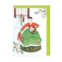 韓国 メッセージカード (韓服 )チマチョゴリ舞踊