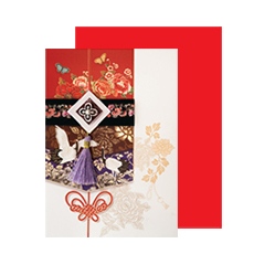 韓国 メッセージカード (カード兼年賀状)長寿の鶴と牡丹のノリゲ5