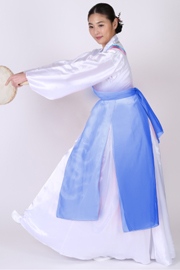 韓国ソゴチュム・太鼓の舞台衣装韓服4点フルセット・ブルー