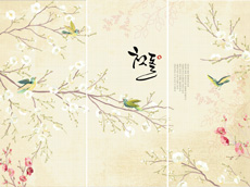韓国1才のお誕生日用 屏風の様な背景幕・春