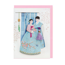 韓国 メッセージカード (韓服 )チマチョゴリペア1