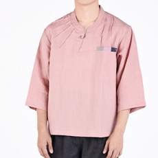 センファルチョゴリ・韓国飲食店ユニフォーム・男性用 六部袖　ピンク