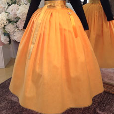 韓国舞踊用衣装チマ・練習用スカート黄色(巻きスカート)