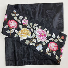 韓服チマチョゴリのマルギ帯牡丹刺繍黒2オウドン・縫製済