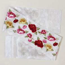 韓服チマチョゴリのマルギ帯白牡丹刺繍オウドン2・縫製済
