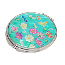 天然貝 コンパクトミラー（コスモス）シェル・螺鈿 韓国 ミラー 鏡 コンパクトプレゼント・ギフトにおすすめ