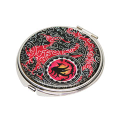 天然貝 コンパクトミラー（三足鳥赤）シェル・螺鈿 韓国 ミラー 鏡 コンパクトプレゼント・ギフトにおすすめ