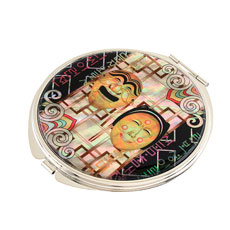 天然貝 コンパクトミラー（河回タル）シェル・螺鈿 韓国 ミラー 鏡 コンパクトプレゼント・ギフトにおすすめ