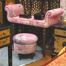 高級 椅子 世界に一つだけの家具 ドレッサー3セット 花 蝶 ピンク