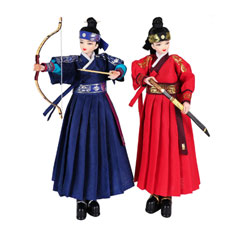 韓国人形・王と書筵官 韓国伝統衣装の本格ペア韓国人形