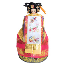 韓国人形・黄色ウォンサム 韓国伝統衣装の本格韓国人形