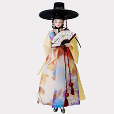 韓国人形・コッソンビ白 韓国伝統衣装の本格韓国人形