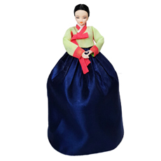 韓国人形・赤い袖先の韓服 宮女ソンドギム1 韓国伝統衣装の本格韓国人形