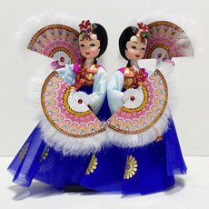 韓国人形・双舞×青 韓国伝統衣装の本格韓国人形