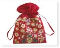 韓国ポーチ　手刺繍チュモ二・巾着袋 赤