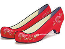 チマチョゴリの靴韓服靴   タンポポ刺繍コッシン 9赤