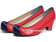 チマチョゴリの靴韓服靴   牡丹刺繍コッシン 18赤×青