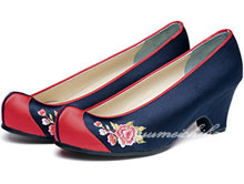 チマチョゴリの靴韓服靴   牡丹刺繍コッシン 21紺×赤