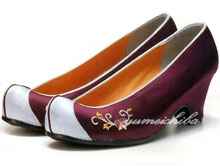 チマチョゴリの靴韓服靴   なでしこ刺繍コッシン 24紫×薄紫