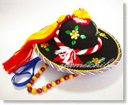 韓国伝統舞踊 剣舞用帽子黒(飾り付)