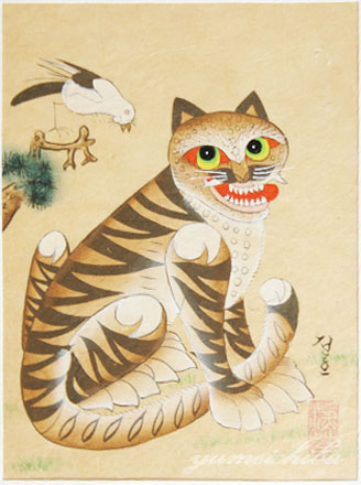 中国美術 李朝画図 虎画 朝鮮美術 掛軸 肉篳 絵画 日本画 インテリア