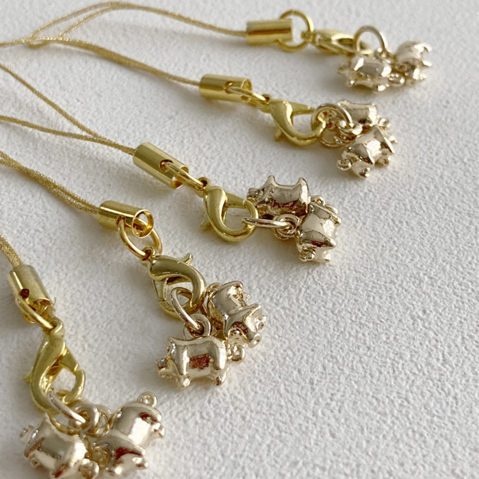 韓国雑貨 幸運のダブルブタ 携帯ストラップ ストラップ 夢市場本店