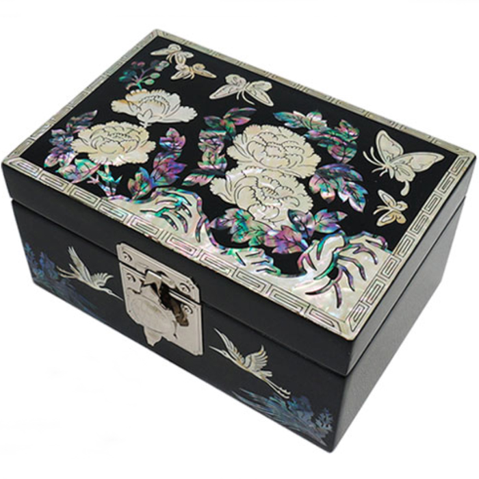 螺鈿の高級ジュエリーボックス・高級螺鈿宝石箱-黒牡丹 高級結納品箱