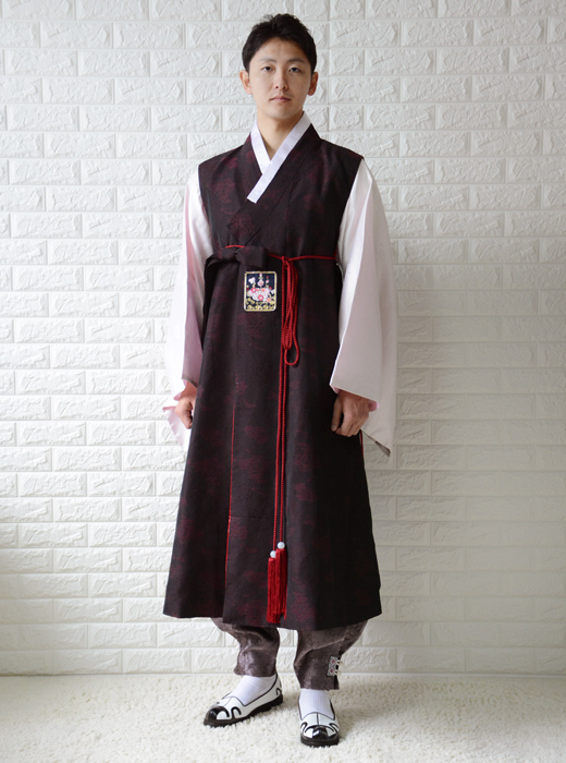 トゥルマギ 赤みブラウン系 高級化繊 男性パジチョゴリ用 한복