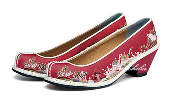 チマチョゴリの靴韓服靴 高級十長生刺繍コッシン 154赤ピンク 女性用 