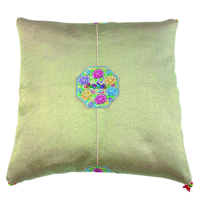 韓国座布団 8角刺繍座布団カバー よもぎ色 座布団カバー60cm角 夢市場本店