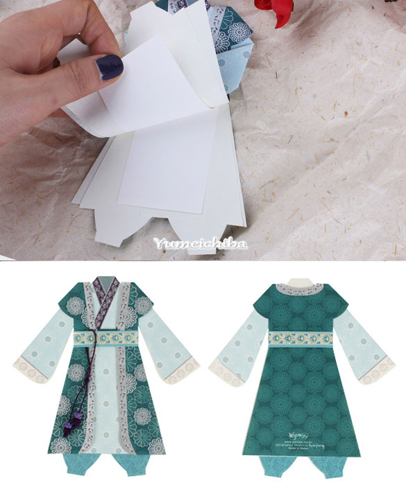 韓国 メッセージカード パジチョゴリ 緑 メッセージカード 夢市場本店