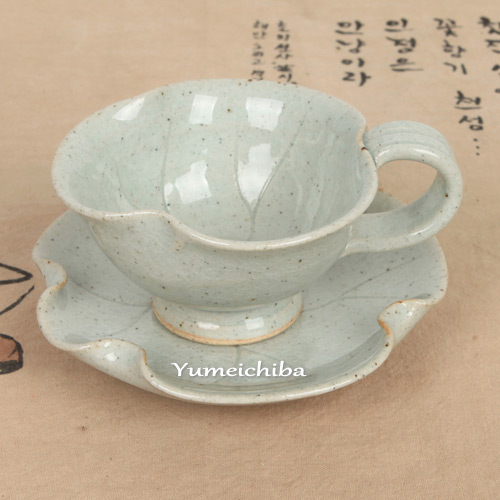 韓国青磁デミタスカップ1客2ピース （1客分ソーサー、カップ） 茶器